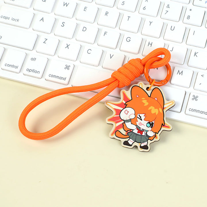 Custom Wooden Braided Lanyard Keychain With Rope