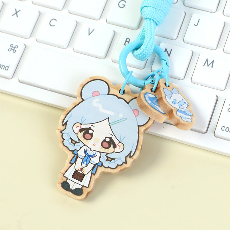 Custom Wooden Braided Lanyard Keychain With Rope