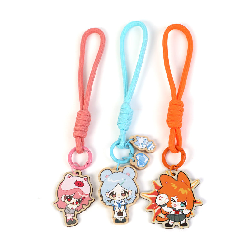 Custom Wooden Braided Lanyard Keychain With Rope