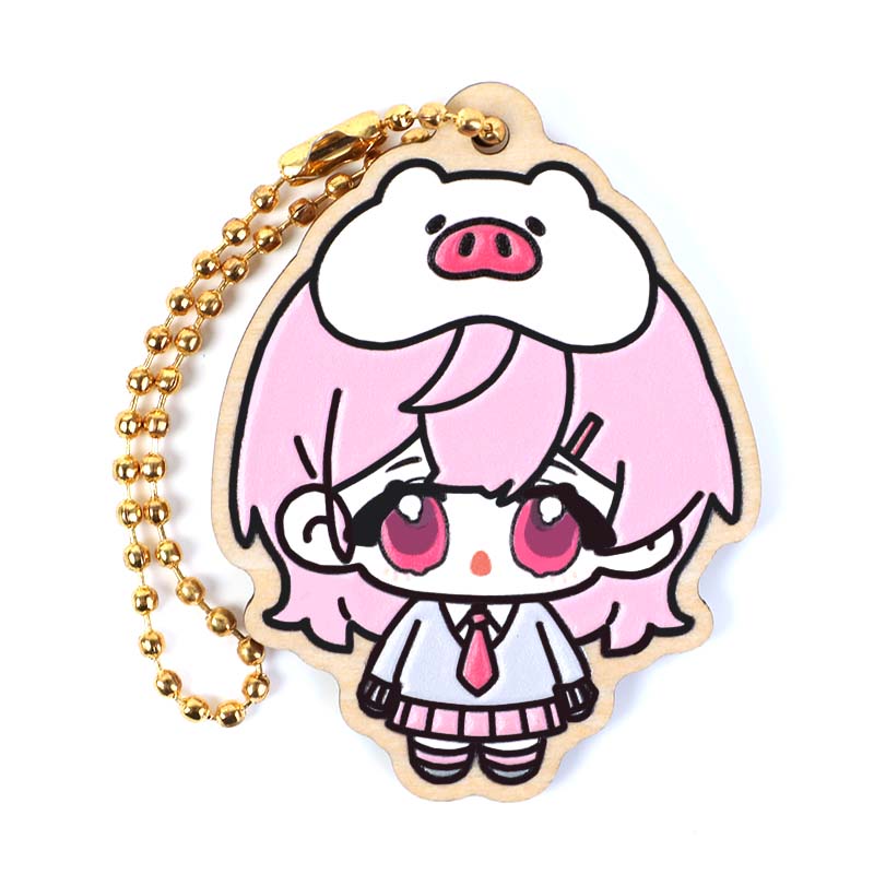 Custom Synthetic Wooden Soft Rubble Keychains