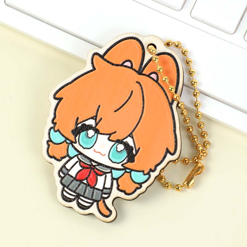 Custom Synthetic Wooden Soft Rubble Keychains