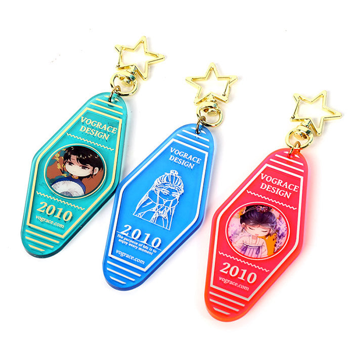 Custom Colored Hotel Motel Acrylic Keychains - VOGRACE